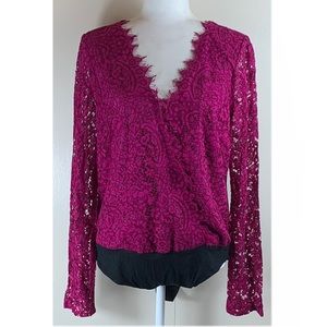 Leyden XL Magenta Lace Bodysuit Top